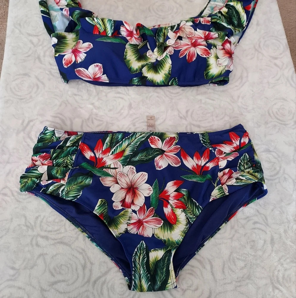 Coral Tropics Tropical Floral 2 Piece Set Size 3x
